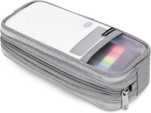 Grid Mesh Pencil Case, Large Compartment Pen Pouch with Zipper, Clear Portable Multifunction Pen Bag for School, Office, Girls Boys Teen, Transparent Makeup Travel Organizer in Kuwait