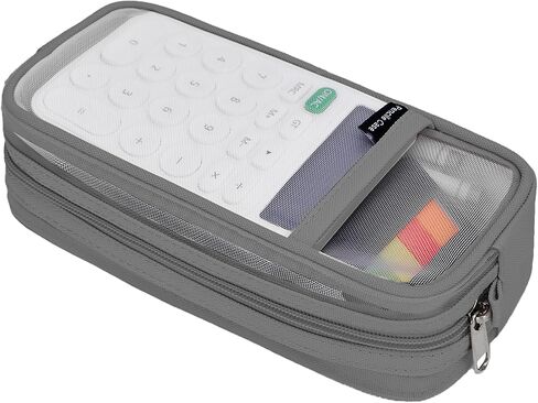 Grid Mesh Pencil Case, Large Compartment Pen Pouch with Zipper, Clear Portable Multifunction Pen Bag for School, Office, Girls Boys Teen, Transparent Makeup Travel Organizer in Kuwait