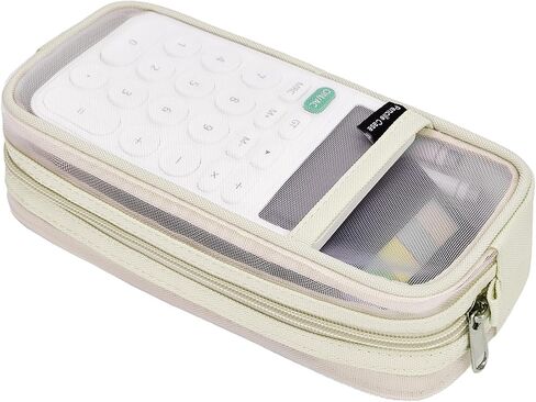 Grid Mesh Pencil Case, Large Compartment Pen Pouch with Zipper, Clear Portable Multifunction Pen Bag for School, Office, Girls Boys Teen, Transparent Makeup Travel Organizer in Kuwait