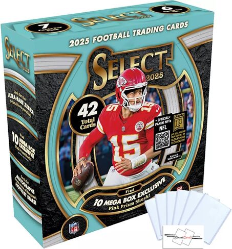 2025 Select Football Mega Box with 42 Total Trading Cards + 6 Toploaders and StreetCards Magnet! Look for Zebra Prizm Shock Parallels! in Saudi Arabia