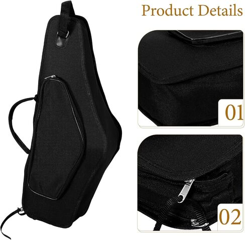 حقيبة ألتو ساكسفون مقاومة للماء وحامل أدوات محمول مع بطانة مقاومة للصدمات وأشرطة كتف مزدوجة، حقيبة تخزين ساكسفون سوداء عالمية للسفر والأداء in Kuwait
