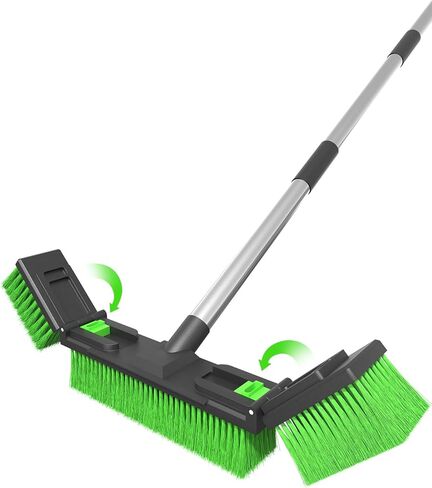 18"/45cm Large Wide Adjustable Heavy Duty Outdoor Push Broom Stiff Brush Head with 4 Section Threaded Handle 60"/152cm for Warehouse Driveway Garage Patio Sidewalk Floor Dirt Workshop Deck Cleaning in Saudi Arabia