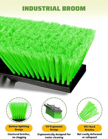 18"/45cm Large Wide Adjustable Heavy Duty Outdoor Push Broom Stiff Brush Head with 4 Section Threaded Handle 60"/152cm for Warehouse Driveway Garage Patio Sidewalk Floor Dirt Workshop Deck Cleaning in Saudi Arabia
