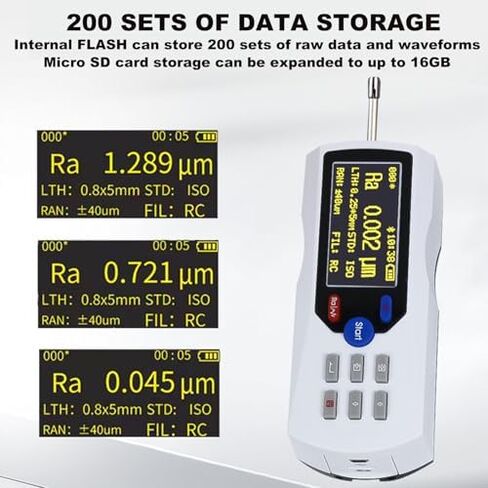 جهاز اختبار خشونة السطح، مع شاشة LCD ومسبار معدني، جهاز قياس خشونة السطح، الدقة 0.001 ميكرومتر، نطاق القياس 160 ميكرومتر، متصل بالكمبيوتر in Kuwait