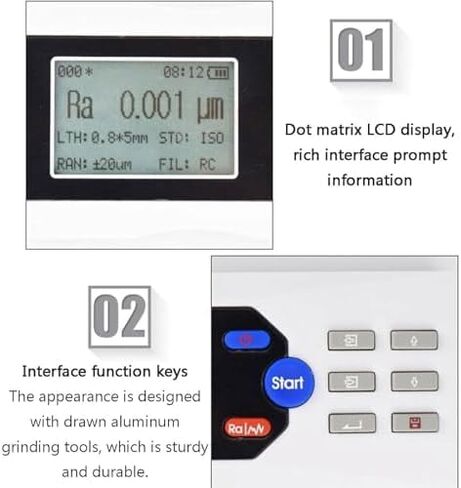 جهاز اختبار خشونة السطح، مع شاشة LCD ومسبار معدني، جهاز قياس خشونة السطح، الدقة 0.001 ميكرومتر، نطاق القياس 160 ميكرومتر، متصل بالكمبيوتر in Kuwait