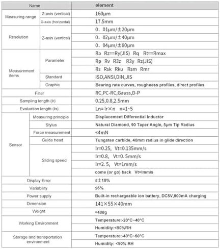 جهاز اختبار خشونة السطح، مع شاشة LCD ومسبار معدني، جهاز قياس خشونة السطح، الدقة 0.001 ميكرومتر، نطاق القياس 160 ميكرومتر، متصل بالكمبيوتر in Kuwait