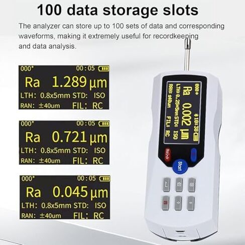 Surface Roughness Tester, Handheld Digital Profilometer w/Display, 160μm Measurement Range, 0.001μm High Accuracy, 100 Data Storage Slots, for Inspection in Saudi Arabia