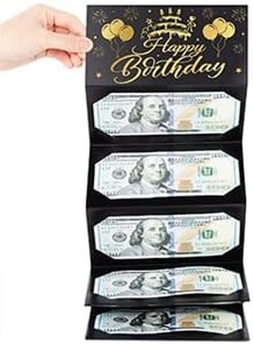 Birthday Money Envelope for Cash Gifts, Surprise Cash Gift Card, Money Holder for Men Women, Black Gold Birthday Card Envelope for Men Women Kids in Saudi Arabia