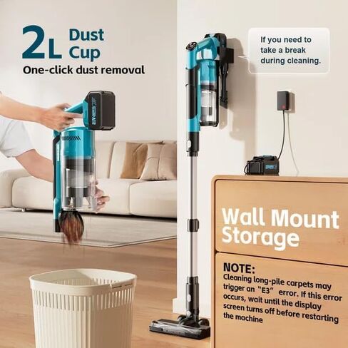 8000mAh Cordless Vacuum Cleaner, 700W 60Kpa Brushless Vacuum Cleaners for Home, 6 in 1 Cordless Stick Vacuum Clearner, Stick Vacuum with Led Display for Hard Floors/Carpet/Pet Hair/Dorm in Saudi Arabia