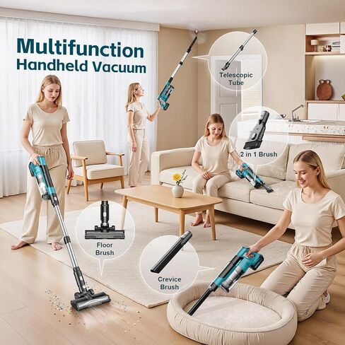 8000mAh Cordless Vacuum Cleaner, 700W 60Kpa Brushless Vacuum Cleaners for Home, 6 in 1 Cordless Stick Vacuum Clearner, Stick Vacuum with Led Display for Hard Floors/Carpet/Pet Hair/Dorm in Saudi Arabia