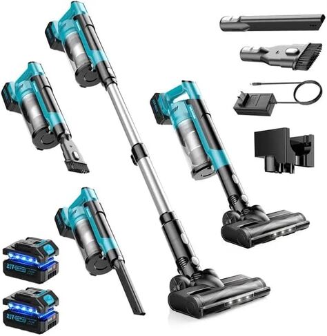 8000mAh Cordless Vacuum Cleaner, 700W 60Kpa Brushless Vacuum Cleaners for Home, 6 in 1 Cordless Stick Vacuum Clearner, Stick Vacuum with Led Display for Hard Floors/Carpet/Pet Hair/Dorm in Saudi Arabia