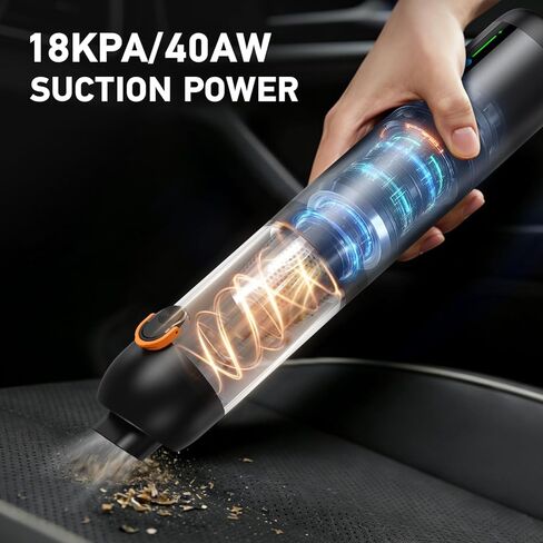 مكنسة سيارة محمولة لاسلكية، 18000 باسكال 4 في 1 مكنسة كهربائية محمولة ومنفضة هواء 2 وضعية شفط نفخ وتضخيم الطاقة، مكنسة كهربائية بدون فرشاة مع فوهات متعددة للسيارة ولوحات المفاتيح والمكتب والحيوانات الأليفة in Kuwait