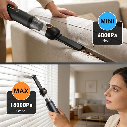 مكنسة سيارة محمولة لاسلكية، 18000 باسكال 4 في 1 مكنسة كهربائية محمولة ومنفضة هواء 2 وضعية شفط نفخ وتضخيم الطاقة، مكنسة كهربائية بدون فرشاة مع فوهات متعددة للسيارة ولوحات المفاتيح والمكتب والحيوانات الأليفة in Kuwait