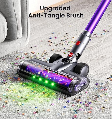 Cordless Vacuum Cleaner,650W 55KPA 90Mins Vacuum Cleaners for Home with Self-Standing,Smart Display,V-Shaped Anti-Tangle Brush,Wall Mount Charging,Cordless Stick Vacuum for Home,Floors,Carpet,Pet Hair in Saudi Arabia