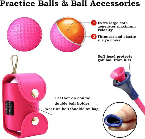 مجموعة إكسسوارات الجولف المكونة من 20 قطعة من مجموعة هدايا الجولف الوردية - منشفة الجولف، قلم تحديد الكرة، دبابيس، منظف نادي الجولف، كرات الجولف الوردية مع حامل، مجموعة محاذاة الكرة، إصلاح Divot، تي شيرتات بلاستيكية، جميع الأدوات باللون الوردي in Saudi Arabia