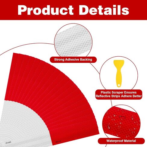 20 Pack Reflective Tapes for Trailers Trailer Reflective Tape Outdoor Waterproof 2"×12“ Red and White Reflective-Tape Self-Adhesive Safety Warning Tape Accessories for Cars Trucks Boats Road Signs in Saudi Arabia