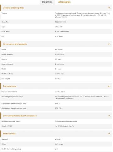 10pcs WEIDMULLER WDU 2.5 1020000000 Feed-Through Terminal Block Dark Beige New in Kuwait