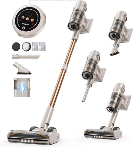 مكنسة كهربائية لاسلكية، 80 دقيقة/50 كيلو باسكال/600 واط للمنزل، مكانس كهربائية ذاتية الوقوف، شاشة تعمل باللمس، مصابيح أمامية LED، مضادة للتشابك، قابلة لإعادة الشحن، خفيفة الوزن، للسجاد والأرضيات الصلبة وشعر الحيوانات الأليفة in Kuwait