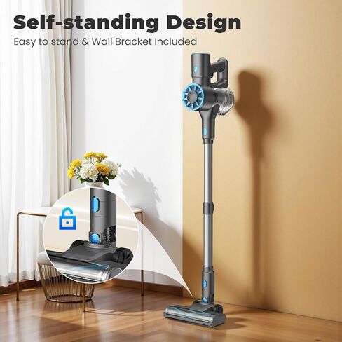 Vazone Cordless Stick Vacuum Cleaner with Self-Standing, 8-in-1 Vacuum Cleaners for Home, Lightweight Powerful Vacuum with LED Screen, Rechargeable Vacuum for Carpet, Pet Hair, Tile, Hardwood Floors in Saudi Arabia