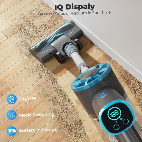 Vazone Cordless Stick Vacuum Cleaner with Self-Standing, 8-in-1 Vacuum Cleaners for Home, Lightweight Powerful Vacuum with LED Screen, Rechargeable Vacuum for Carpet, Pet Hair, Tile, Hardwood Floors in Saudi Arabia