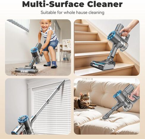 Vazone Cordless Stick Vacuum Cleaner with Self-Standing, 8-in-1 Vacuum Cleaners for Home, Lightweight Powerful Vacuum with LED Screen, Rechargeable Vacuum for Carpet, Pet Hair, Tile, Hardwood Floors in Saudi Arabia