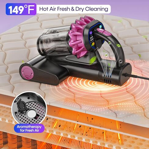 Mattress Vacuum Cleaner 550W 18KPa Bed Vacuum Cleaner with Smart Dust Sensor, UV-C Light, 149°F Heat, HEPA Filter, Handheld for Bed Sofa Couch in Saudi Arabia