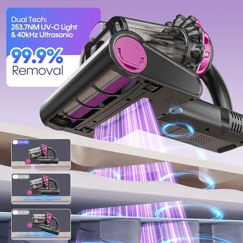 Mattress Vacuum Cleaner 550W 18KPa Bed Vacuum Cleaner with Smart Dust Sensor, UV-C Light, 149°F Heat, HEPA Filter, Handheld for Bed Sofa Couch in Saudi Arabia
