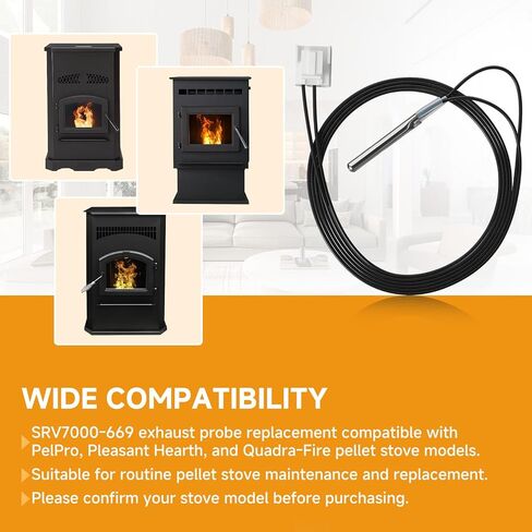 SRV7000-669 Exhaust Probe Compatible with Quadrafire, Pleasant Hearth, Pelpro Models PH35PS, PH50CABPS, PH50PS, PHC90, PP130, PP150, PP60, PP70, PPC90 - Replacement Exhaust Temperature Sensor in Saudi Arabia