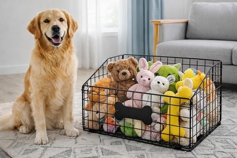 Dog Toy Bin-Dog Toy Basket-Metal Storage Box-Chew-Proof Dog Food Toy Storage Container-Toy Box For Living Room Area-Dog Storage Organizer-For Puppy Leash,Accessories, Blanket Food Storage Container. in Kuwait