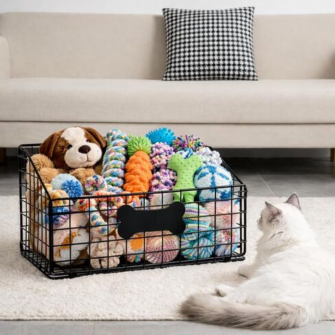 Dog Toy Bin-Dog Toy Basket-Metal Storage Box-Chew-Proof Dog Food Toy Storage Container-Toy Box For Living Room Area-Dog Storage Organizer-For Puppy Leash,Accessories, Blanket Food Storage Container. in Kuwait