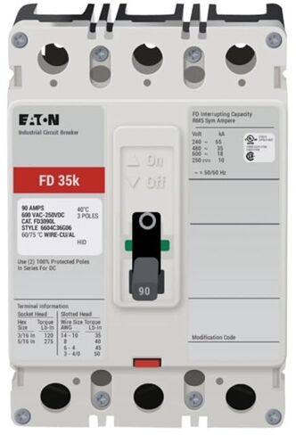 Generic FD3090 - Molded Case Circuit Breaker Feed-Thru - 90 Amp - 3 Pole - 600 Volt in Saudi Arabia