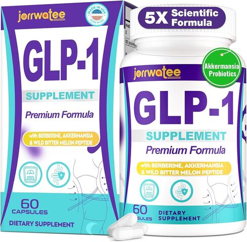 مكملات GLP-1 للنساء والرجال، 14 في 1 GLP1 لمستوى GLPl اليومي*، والتمثيل الغذائي*، والهضم والطاقة، تركيبة متقدمة 5X GLP 1 مع بروبيوتيك أكرمانسيا، 60 كبسولة in Kuwait