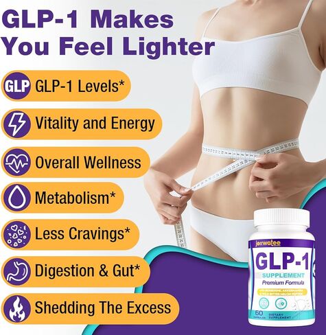 مكملات GLP-1 للنساء والرجال، 14 في 1 GLP1 لمستوى GLPl اليومي*، والتمثيل الغذائي*، والهضم والطاقة، تركيبة متقدمة 5X GLP 1 مع بروبيوتيك أكرمانسيا، 60 كبسولة in Kuwait