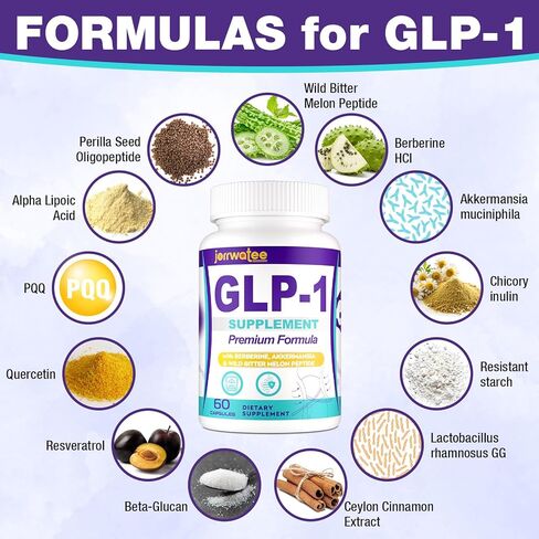 مكملات GLP-1 للنساء والرجال، 14 في 1 GLP1 لمستوى GLPl اليومي*، والتمثيل الغذائي*، والهضم والطاقة، تركيبة متقدمة 5X GLP 1 مع بروبيوتيك أكرمانسيا، 60 كبسولة in Kuwait