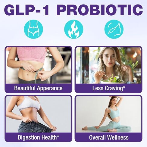 مكملات GLP-1 للنساء والرجال، 14 في 1 GLP1 لمستوى GLPl اليومي*، والتمثيل الغذائي*، والهضم والطاقة، تركيبة متقدمة 5X GLP 1 مع بروبيوتيك أكرمانسيا، 60 كبسولة in Kuwait