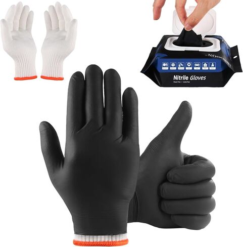 BBQ Gloves 50 Disposable nitrile Gloves with 2 Reusable Cotton Liners Guantes for Cooking Food Prep,Powder Latex Free,Heat Resistant for Grilling, Barbecue, Smoker Guante Heat Froof for Men - XLarge in Kuwait