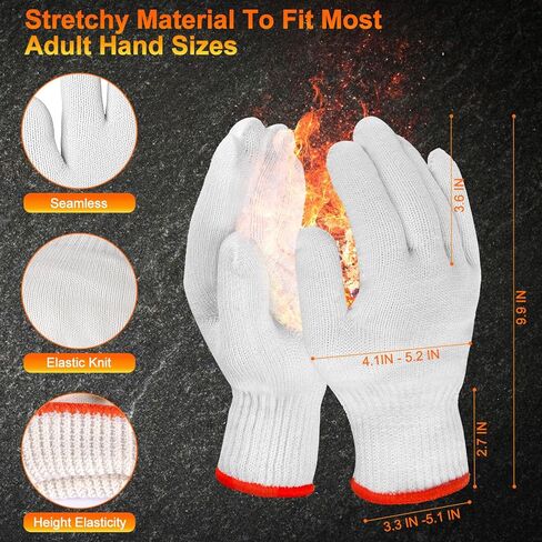 BBQ Gloves 50 Disposable nitrile Gloves with 2 Reusable Cotton Liners Guantes for Cooking Food Prep,Powder Latex Free,Heat Resistant for Grilling, Barbecue, Smoker Guante Heat Froof for Men - XLarge in Kuwait