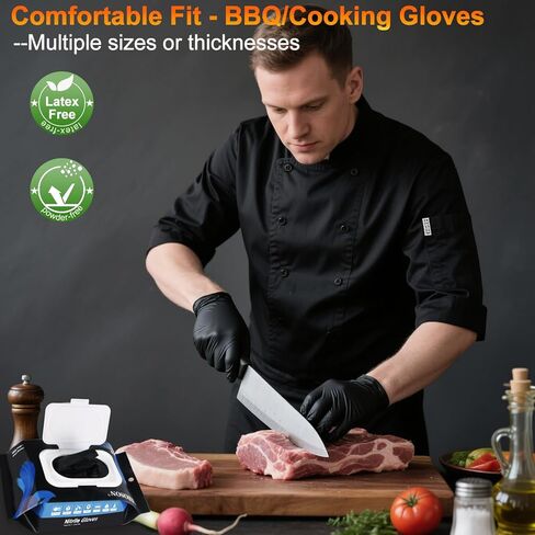 BBQ Gloves 50 Disposable nitrile Gloves with 2 Reusable Cotton Liners Guantes for Cooking Food Prep,Powder Latex Free,Heat Resistant for Grilling, Barbecue, Smoker Guante Heat Froof for Men - XLarge in Kuwait