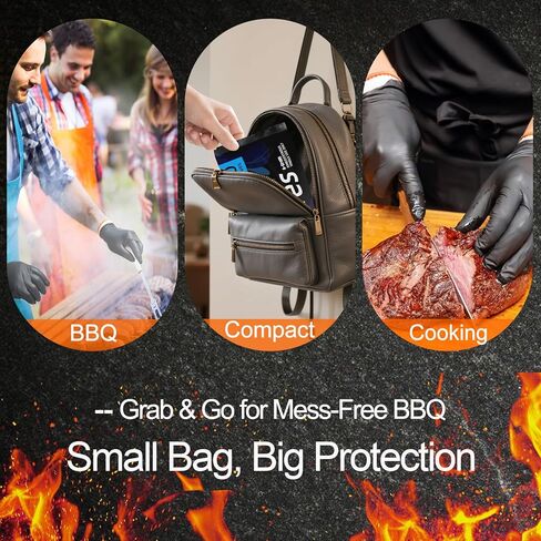 BBQ Gloves 50 Disposable nitrile Gloves with 2 Reusable Cotton Liners Guantes for Cooking Food Prep,Powder Latex Free,Heat Resistant for Grilling, Barbecue, Smoker Guante Heat Froof for Men - XLarge in Kuwait