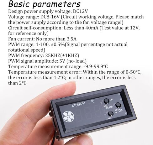 KOOBOOK 1 قطعة DC 12V 3A وحدة تحكم في سرعة مروحة التبريد مع مسبار درجة الحرارة شاشة رقمية دقيقة 4 أسلاك وحدة التحكم في درجة حرارة المروحة لجهاز الكمبيوتر بكفاءة إيقاف تشغيل درجة الحرارة المنخفضة in Saudi Arabia