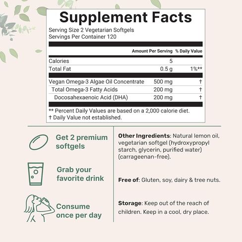 Micro Ingredients Kids Omega-3 Fish Oil, 240 Veggie Softgels | Vegan Omega 3 with 200mg DHA | Lemon Flavored | Fish Oil Alternative from Algae Oil | No Fishy Smell or Aftertaste in Saudi Arabia