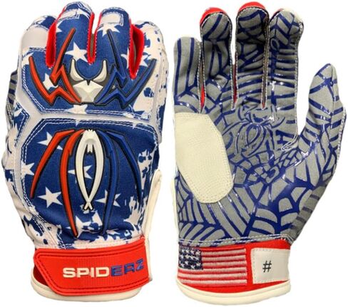 Spiderz Adult Hybrid Batting Glove Silicone Web Palm (USA Flag2, Adult Large) in Saudi Arabia