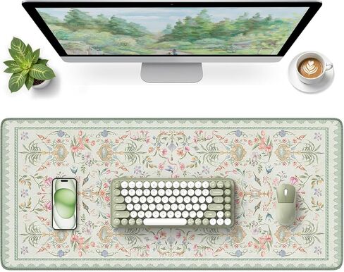 HAOCOO Pink Desk Mat, Non-Slip Office Table Mat, Aesthetic Mouse Pad with Stitched Edge, 35.4" x 15.7" Long Mouse Pad, Waterproof Dorm Desk Mat for Writing, Drawing in Saudi Arabia