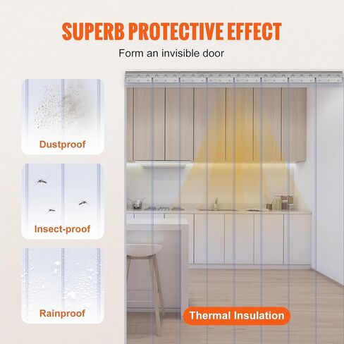 Transparent PVC Strip Curtain - Insulating Plastic Door Curtain for Patio, Kitchen & Bedroom - Smooth, Durable, Heat-Resistant Doorway Divider, Easy Install in Saudi Arabia