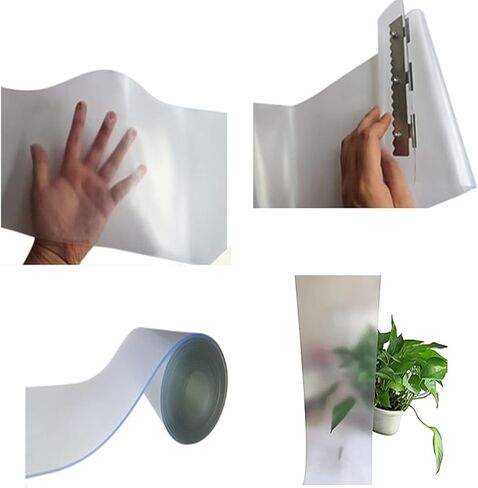 طقم ستائر شريط PVC - ستارة باب بلاستيكية صناعية للمستودعات والغرفة الباردة ومحل الجزارة - مقاومة للماء والغبار والزجاج الأمامي - 1.65 × 2.4 م، 11 قطعة، أبيض in Kuwait