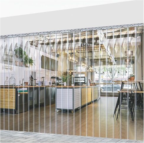 Clear PVC Freezer Strip Door Curtain - Waterproof, Wind-Blocking, 195x210cm - Ideal for Refrigeration, Balcony Doors, and Commercial Use - Easy Install, Energy Efficient in Saudi Arabia