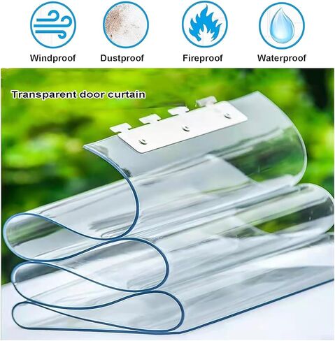 Clear PVC Freezer Strip Door Curtain - Waterproof, Wind-Blocking, 195x210cm - Ideal for Refrigeration, Balcony Doors, and Commercial Use - Easy Install, Energy Efficient in Saudi Arabia
