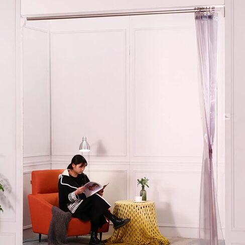 ستارة شريطية شفافة من مادة PVC - ستارة باب منزلق قابلة للطي للفريزر والمستودع - غطاء باب بلاستيكي مقاس 1.3 × 2.4 متر لتوفير الطاقة وسهولة الوصول in Kuwait