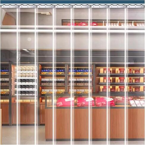 مجموعة ستائر شريطية شفافة من مادة PVC شديدة التحمل - قسم باب مقاوم للرياح للمجمدات والمستودعات ومحلات السوبر ماركت والكراجات (90 × 210 سم / 35.43 × 82.68 بوصة) in Kuwait