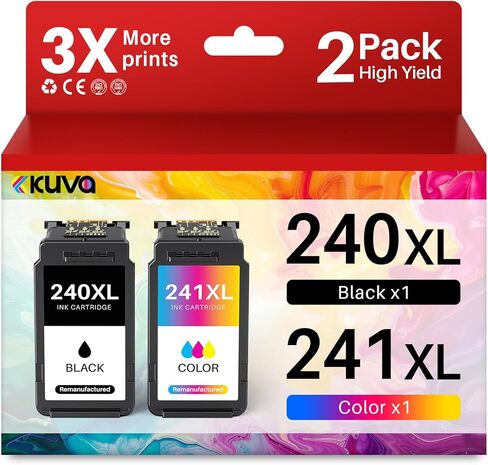 Kuva PG-240XL/CL-241XL Ink Cartridges Replacement for Canon 240xl 241xl Combo Pack, 240 241 Ink Cartridges for Canon Printers Pixma MG3620 TS5120 MG2120 MG3520 MX452 MX512 MX532 MX472 (2 Pack) in Kuwait